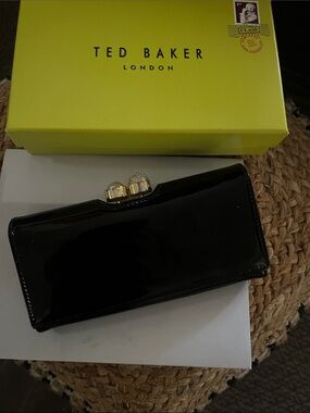 Ted Baker Black Patent Clasp Wallet